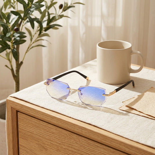 Softsight™ Anti-Blue Light Reading Glasses in a calm home setting
