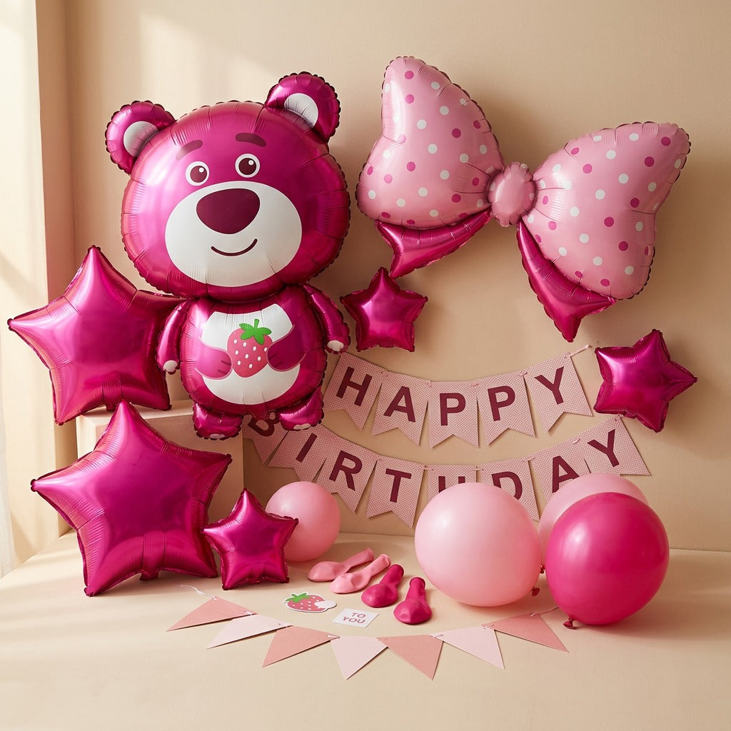 Pawpop™ Cartoon Animal Birthday Balloon Set, material and detail close-up
