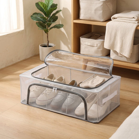 Pairfold™ PVC Foldable Shoe Storage Box in a calm home setting