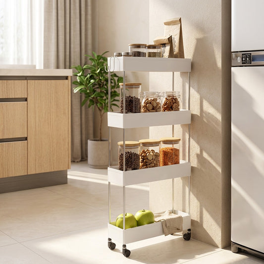 Tierkeep™ Multi-Layer Plastic Storage Rack in a calm home setting
