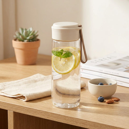 Wandercup™ Portable Plastic Water Cup With Lanyard in a calm home setting