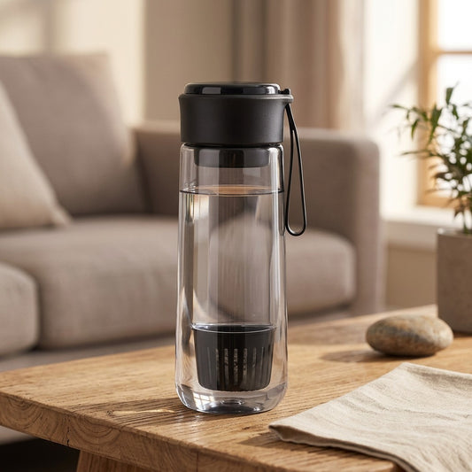 Siftflow™ Portable Sports Water Cup With Filter, styled close view