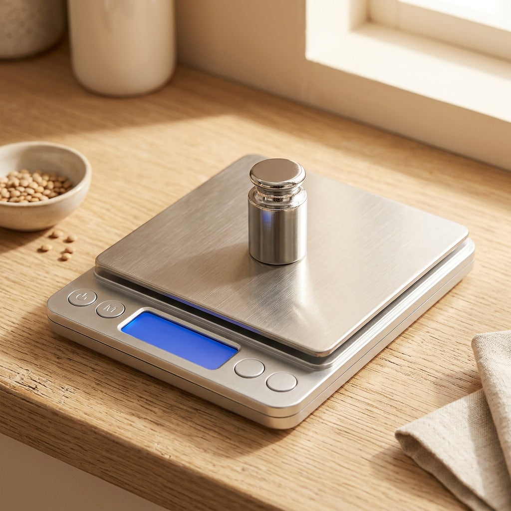 Gramwise™ Electronic Gram Kitchen Scale, styled close view