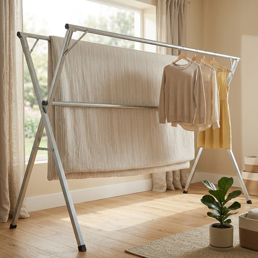 Dryspan™ Galvanized Steel Clothes Drying Rack in a calm home setting