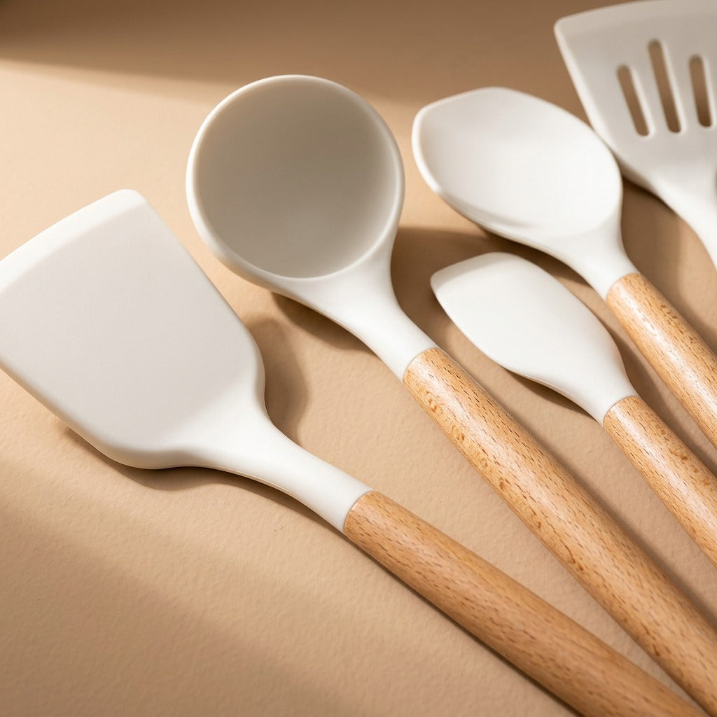 Flexspoon™ Silicone Kitchen Utensil Set, material and detail close-up