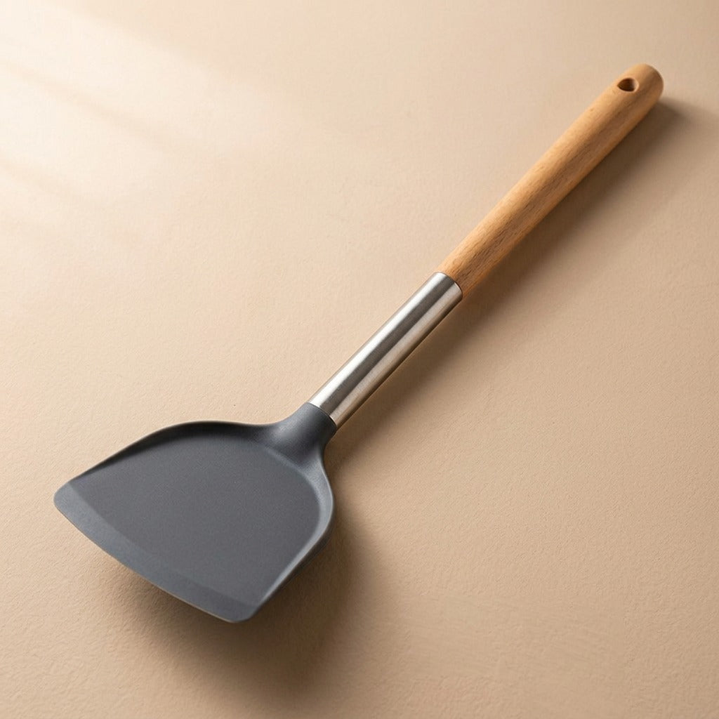 Stirwood™ Silicone Spatula With Wooden Handle, material and detail close-up