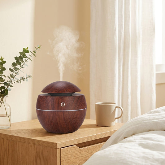 Grainmist™ Wood Grain USB Humidifier in a calm home setting