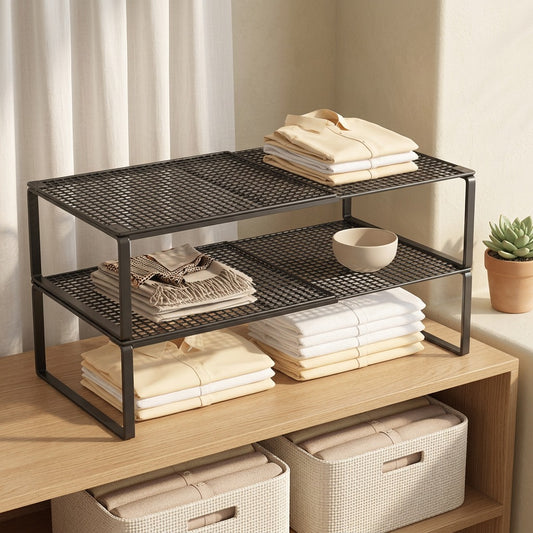 Extendrack™ Extendable Iron Storage Rack in a calm home setting