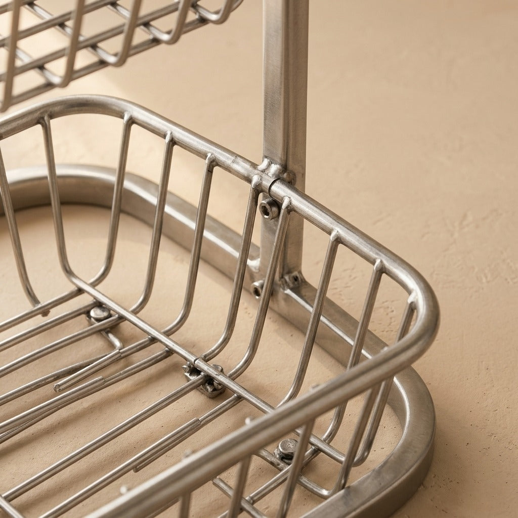 Fruitforge™ Wrought Iron Fruit Basket Rack, material and detail close-up