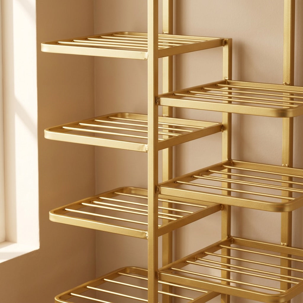 Shoestep™ Metal Staggered Shoe Rack, material and detail close-up