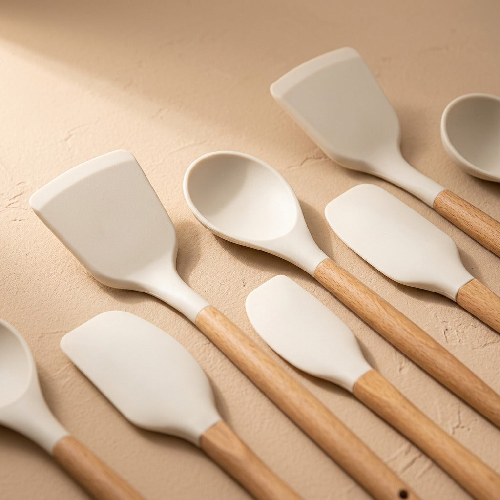 Softserve™ Silicone Spatula and Spoon Set, material and detail close-up