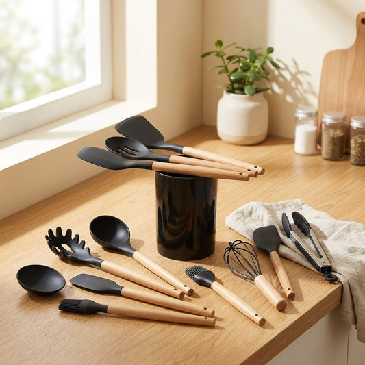 Softserve™ Silicone Spatula and Spoon Set in a calm home setting