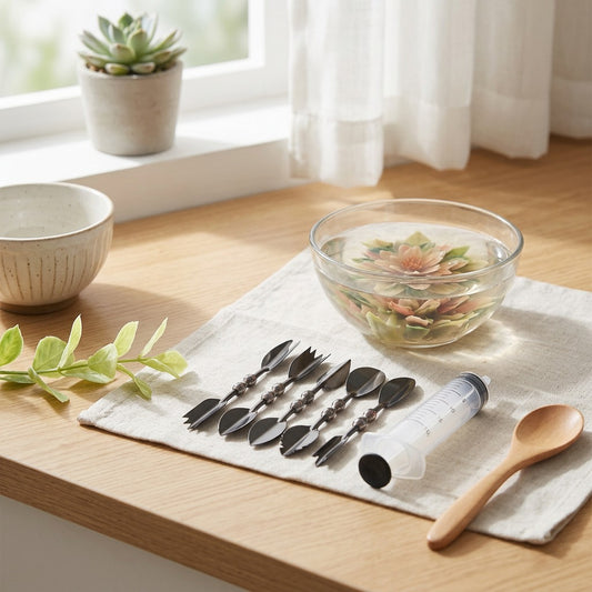 Jellycraft™ Stainless Steel Jelly Art Baking Tools in a calm home setting
