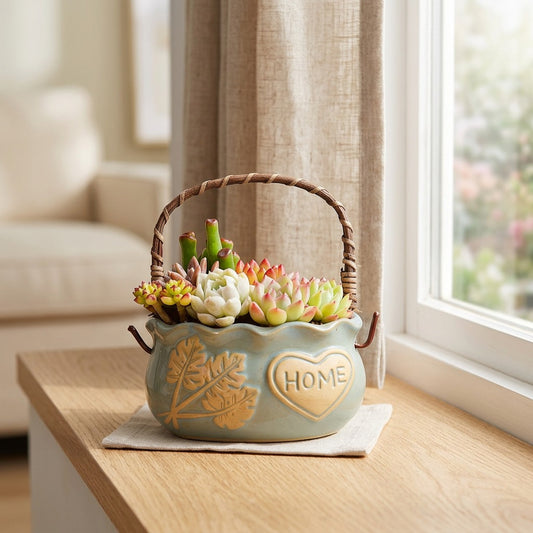 Claybloom™ Ceramic Flower Pot in a calm home setting
