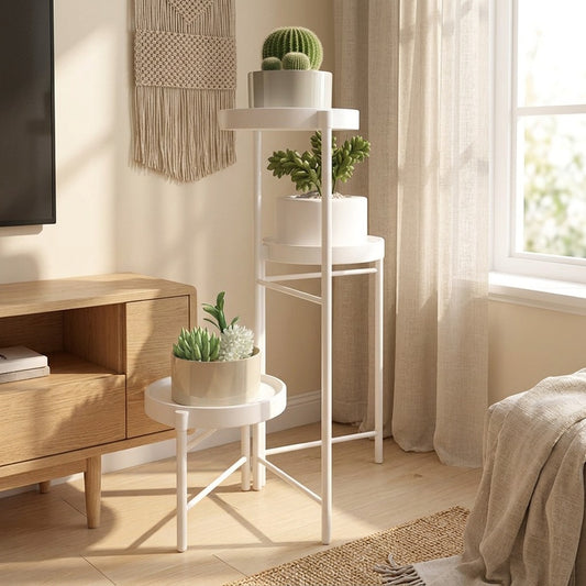 Plantridge™ Metal Potted Plant Stand in a calm home setting