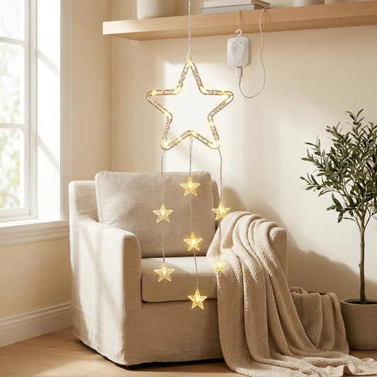Starflicker™ Christmas Star String Lights in a calm home setting