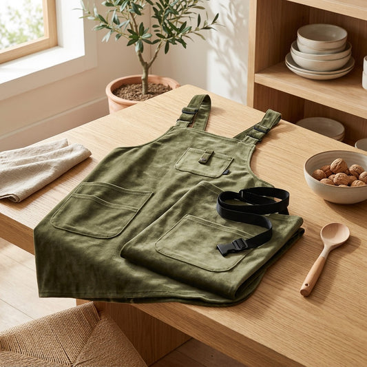 Velvetflip™ Velvet Reversible Apron in a calm home setting