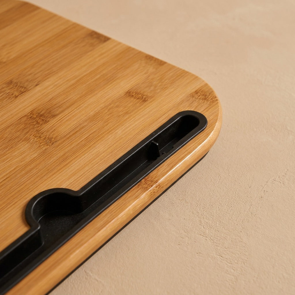 Lapledge™ Bamboo Lap Table With Card Slot, material and detail close-up