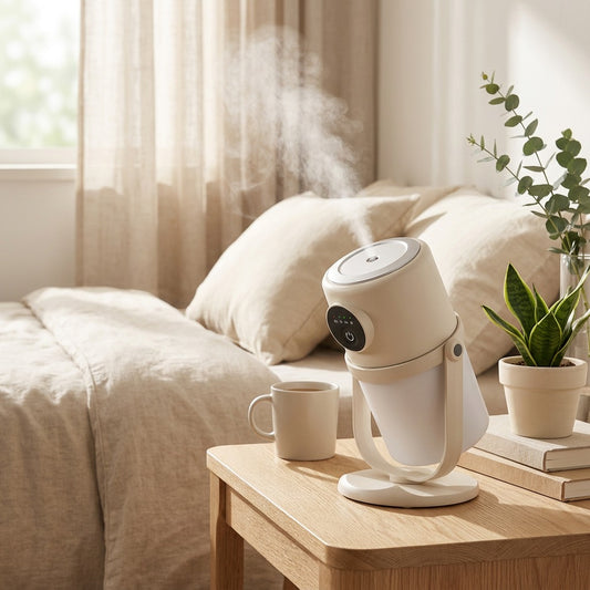 Humidrop™ USB Ultrasonic Humidifier in a calm home setting