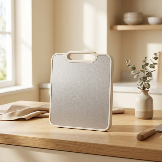 Titanprep™ Pure Titanium Cutting Board in a calm home setting