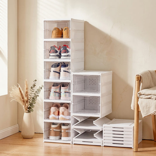 Pairtuck™ Foldable Plastic Shoe Cabinet in a calm home setting