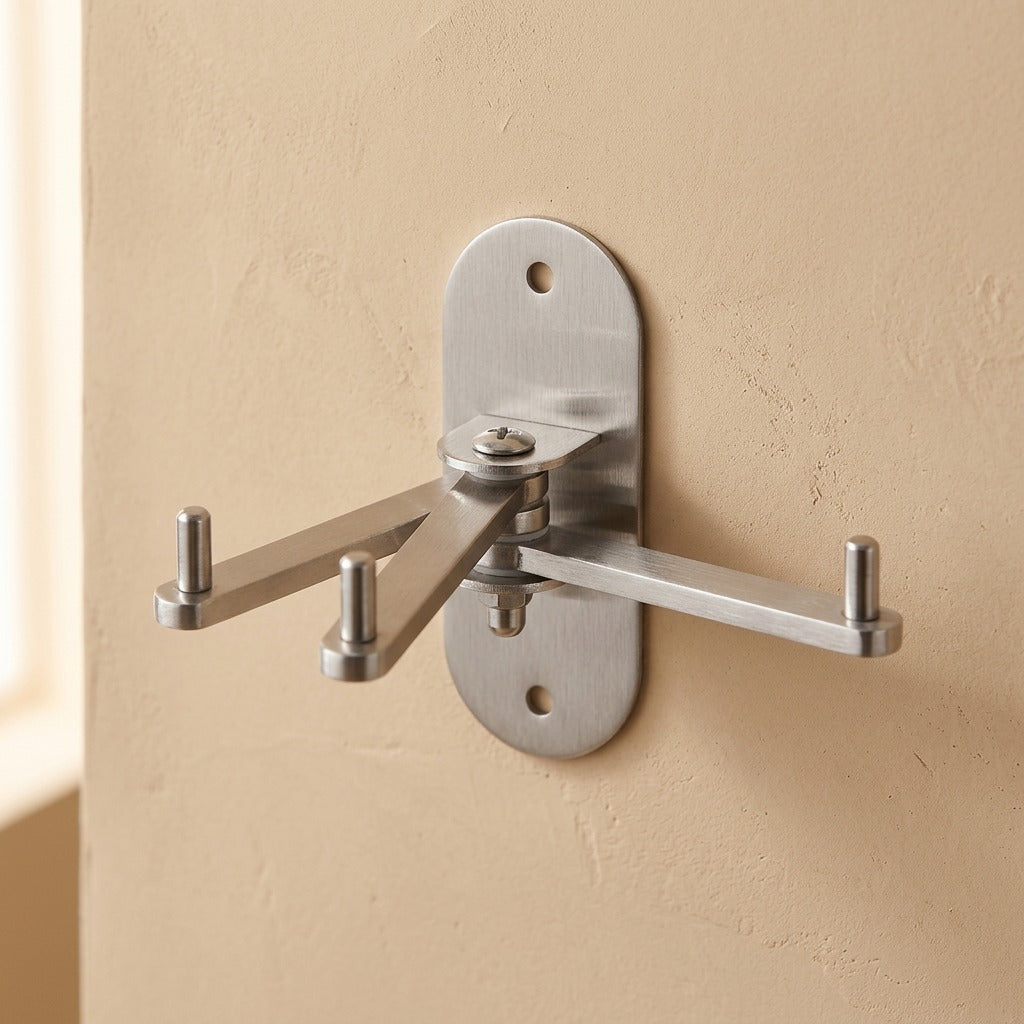 Foldaway™ Stainless Steel Folding Clothes Hook, material and detail close-up