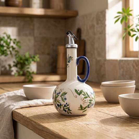 Oilmate™ Ceramic Oil And Vinegar Seasoning Bottle, styled close view
