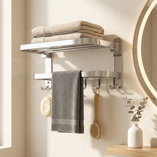 Towelturn™ Stainless Steel Folding Towel Rack in a calm home setting