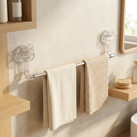Reachrail™ Suction Cup Telescopic Towel Rack in a calm home setting