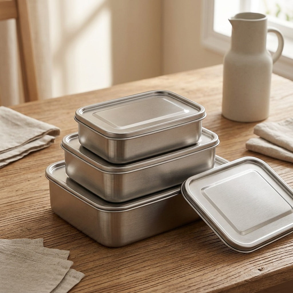 Bitekeep™ 304 Stainless Steel Lunch Box, styled close view