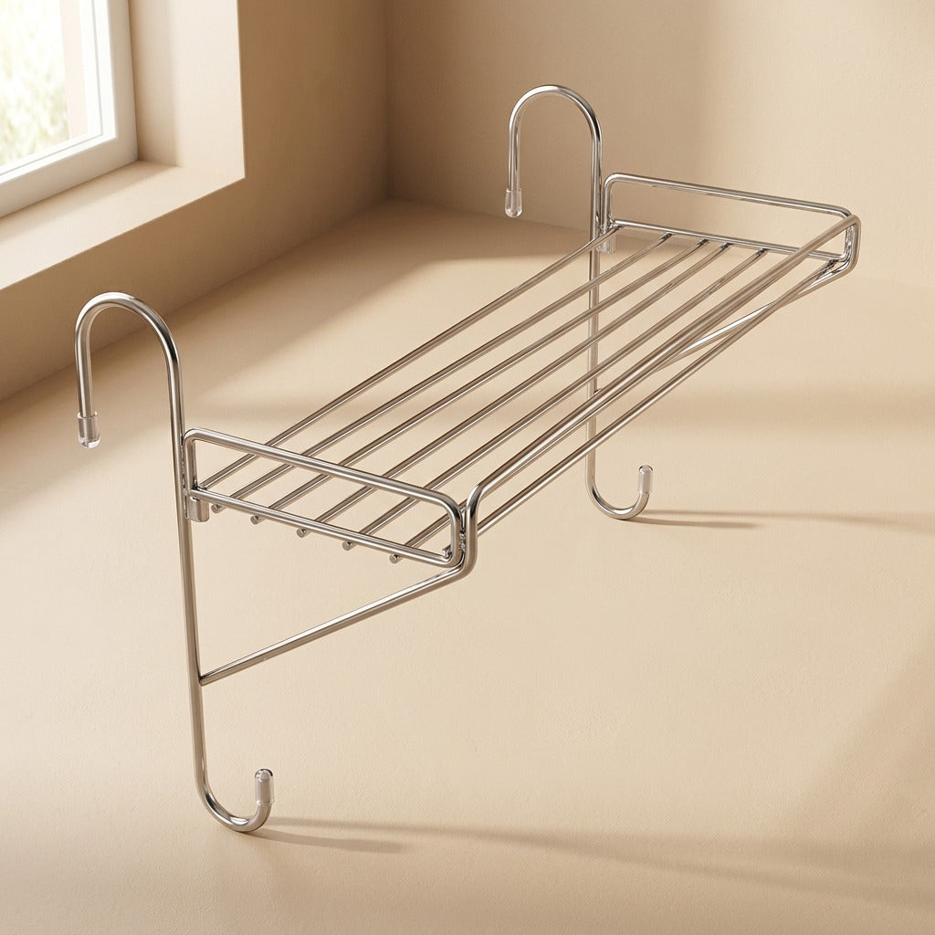 Rackshine™ Stainless Steel Bathroom Storage Rack, material and detail close-up