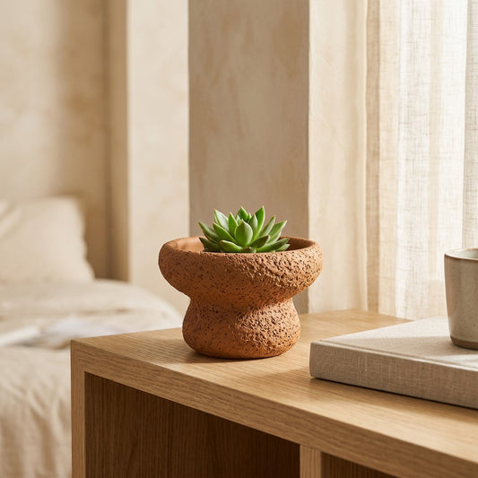 Cementbloom™ Cement Desktop Flower Pot in a calm home setting