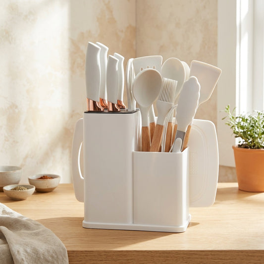 Cookcraft™ Food-Grade Silicone Kitchen Utensil Set in a calm home setting