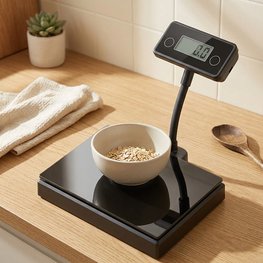Glassweigh™ Glass Tempered Electronic Food Scale in a calm home setting