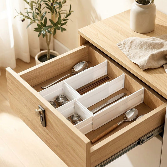 Slotboard™ Drawer Storage Divider Board in a calm home setting
