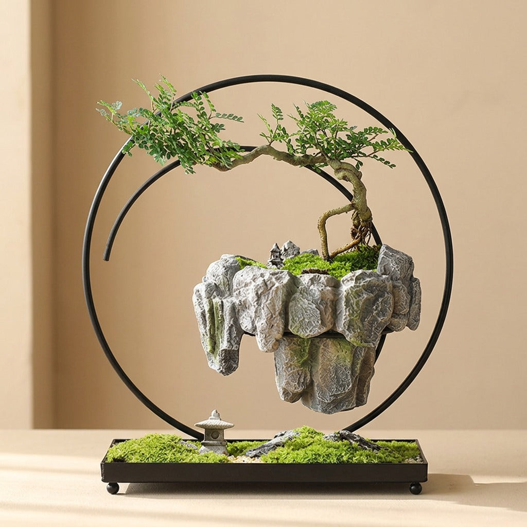 Bloomperch™ Iron Hanging Planter With Rockery Basin, material and detail close-up