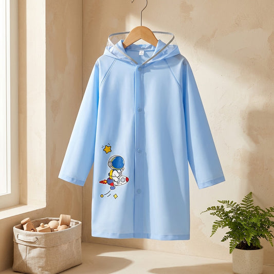Puddlepop™ Children's PVC Rain Poncho in a calm home setting