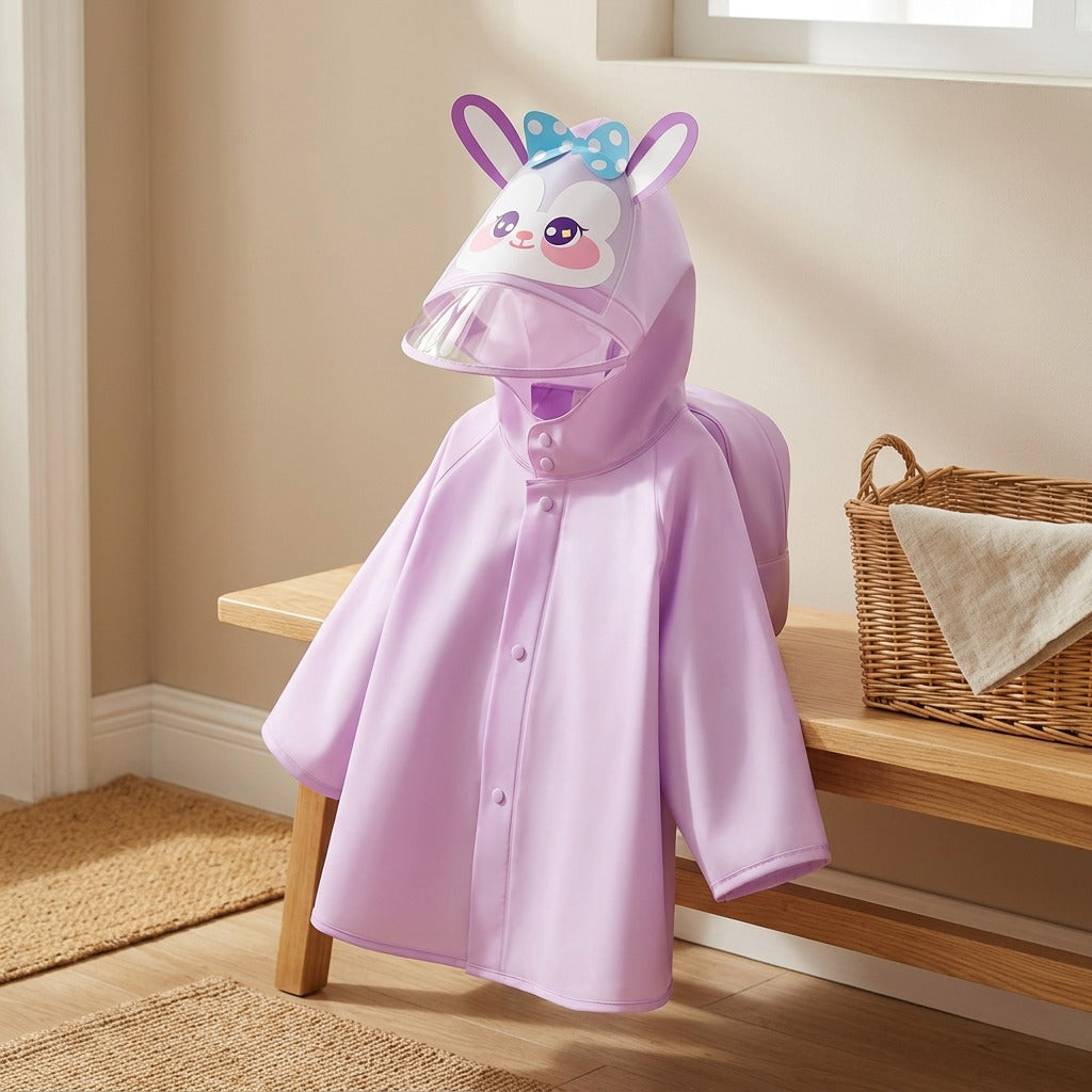 Brimshield™ Wide-Brim Cartoon Backpack Rain Poncho, styled close view