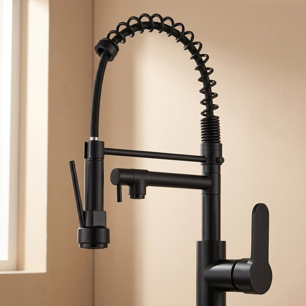 Flowglide™ Stainless Steel Pull-Out Kitchen Faucet, material and detail close-up