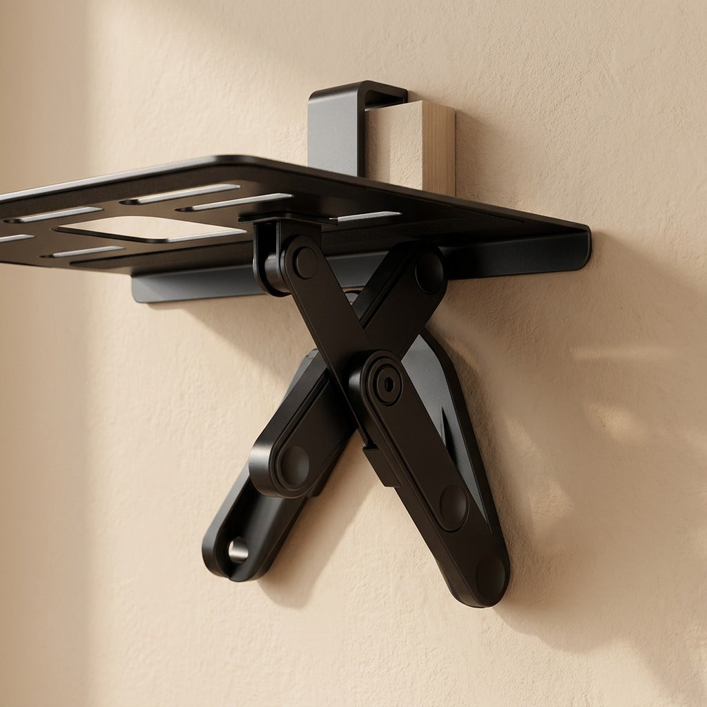 Screenledge™ Carbon Steel TV Rack Storage Shelf, material and detail close-up