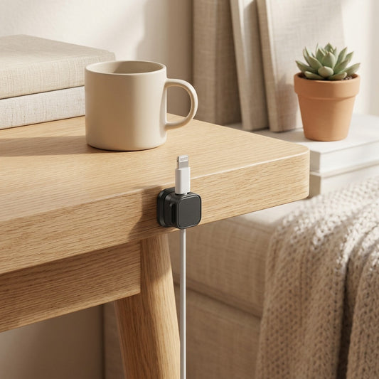Magnetidy™ Magnetic Cable Organizer in a calm home setting