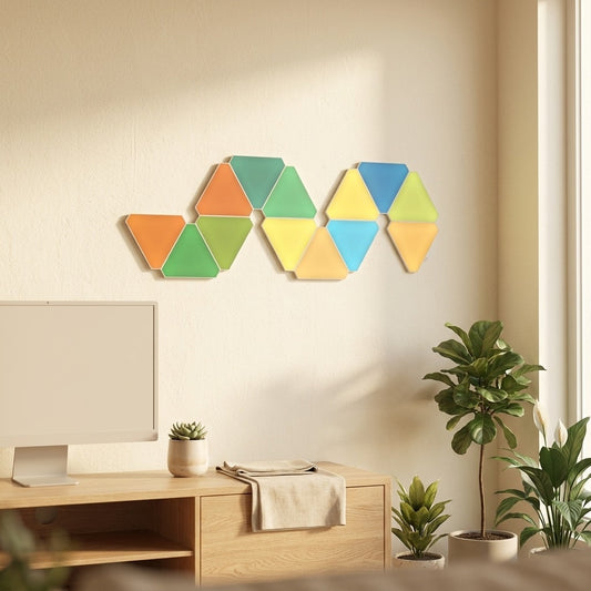Prismtile™ Triangular RGB Light Board in a calm home setting