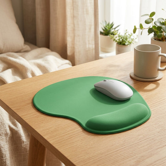 Wristcloud™ Silicone Wrist Rest Mouse Pad in a calm home setting