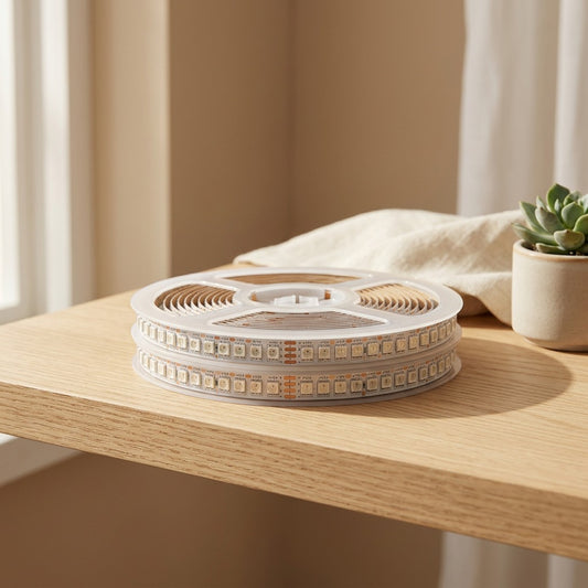 Voltstripe™ 12V RGB LED Light Strip in a calm home setting