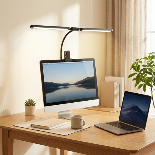 Twinclamp™ Double-Headed Clip Desk Lamp in a calm home setting