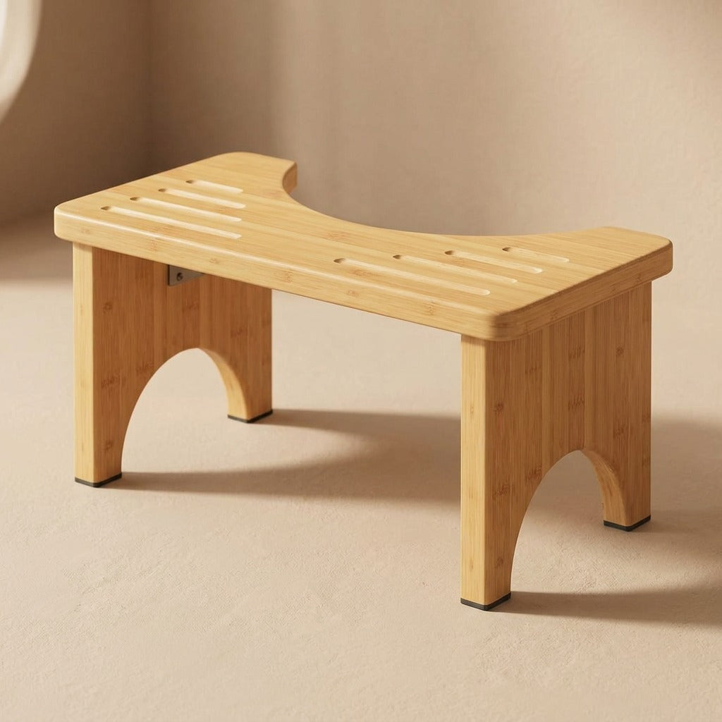 Woodstead™ Wooden Toilet Stool for Home Use, material and detail close-up