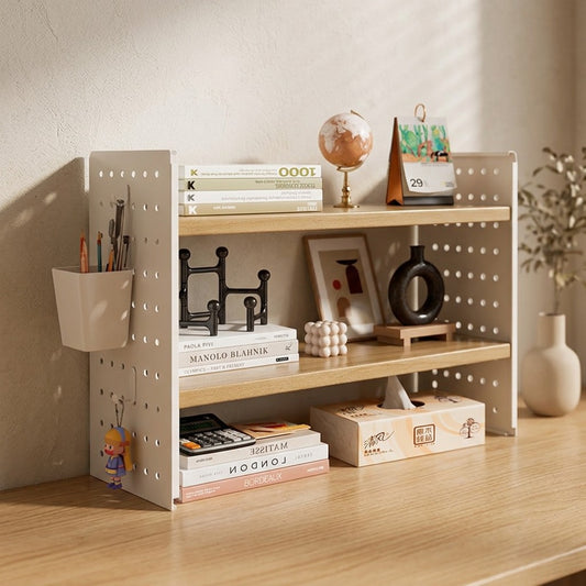 Steeltier™ Metal Desktop Storage Rack, styled close view