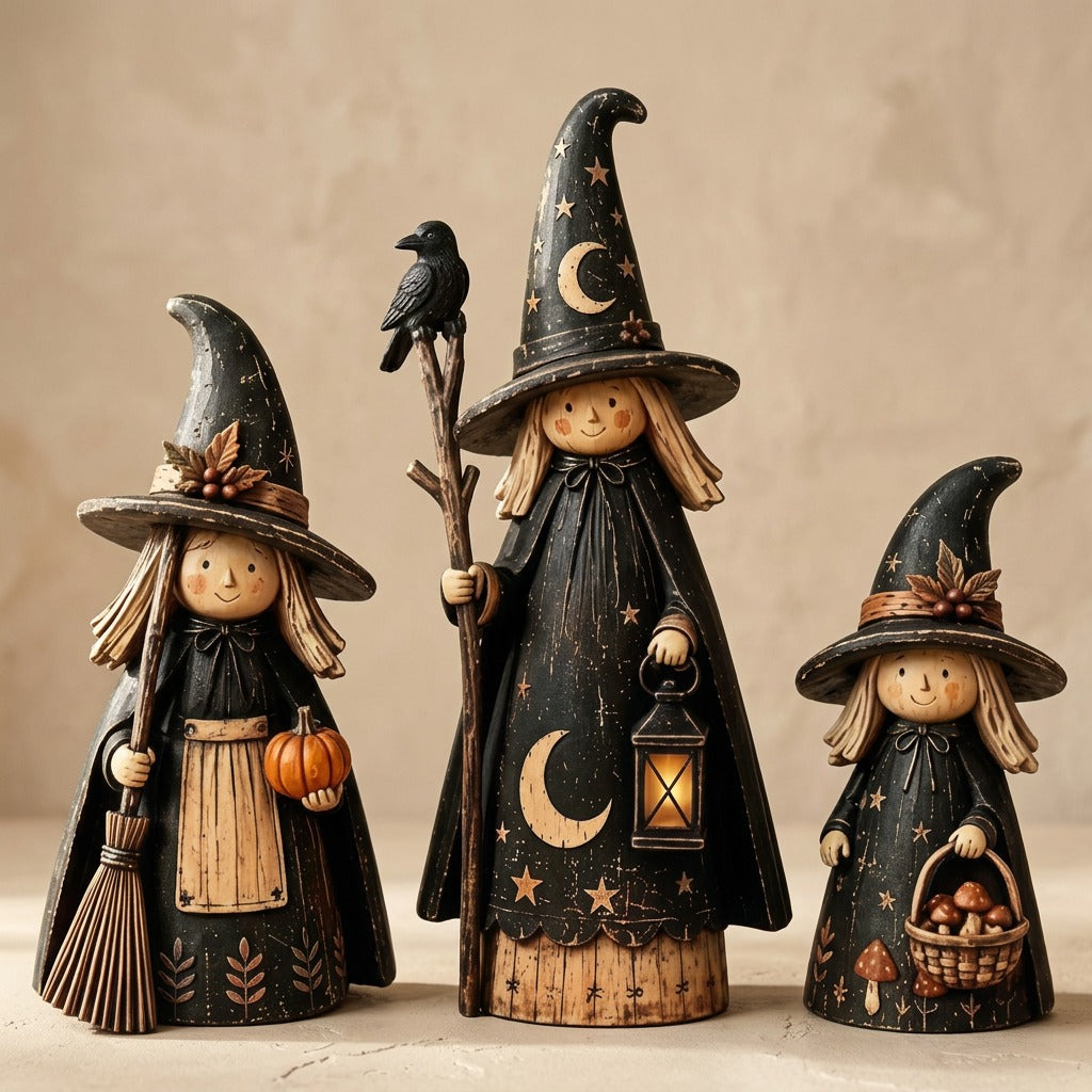 Spookwood™ Halloween Wooden Desktop Decoration Set, material and detail close-up