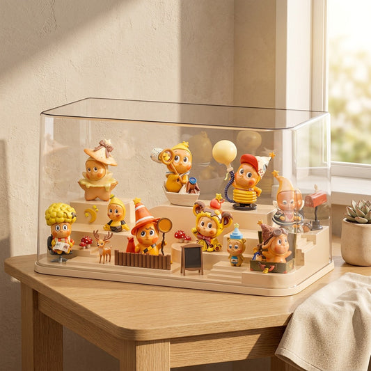 Creamcase™ Cream PET Blind Box Display Cabinet in a calm home setting