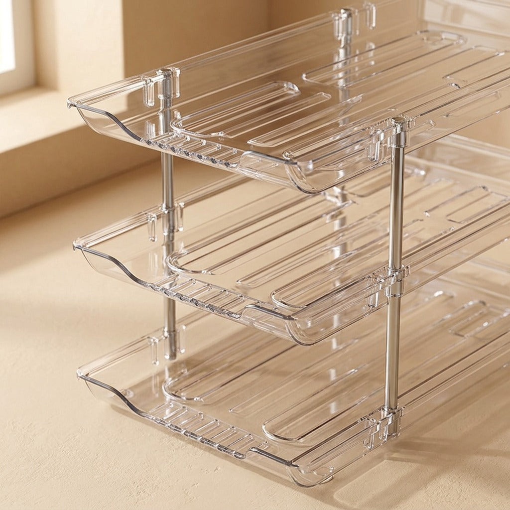 Cleartier™ Transparent PET Storage Rack, material and detail close-up